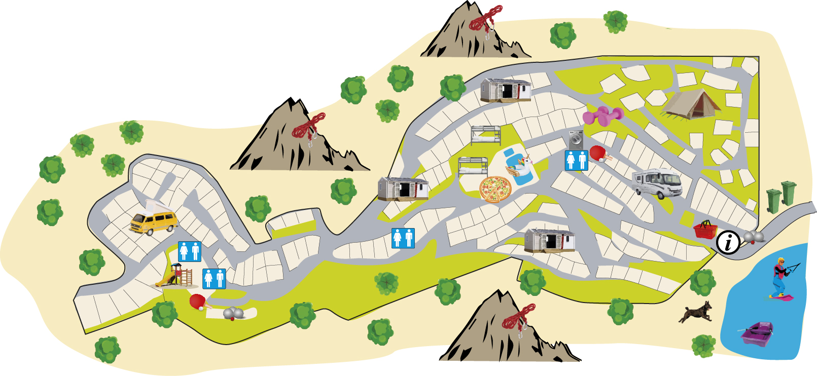 Plan du camping de la Vallée Heureuse
